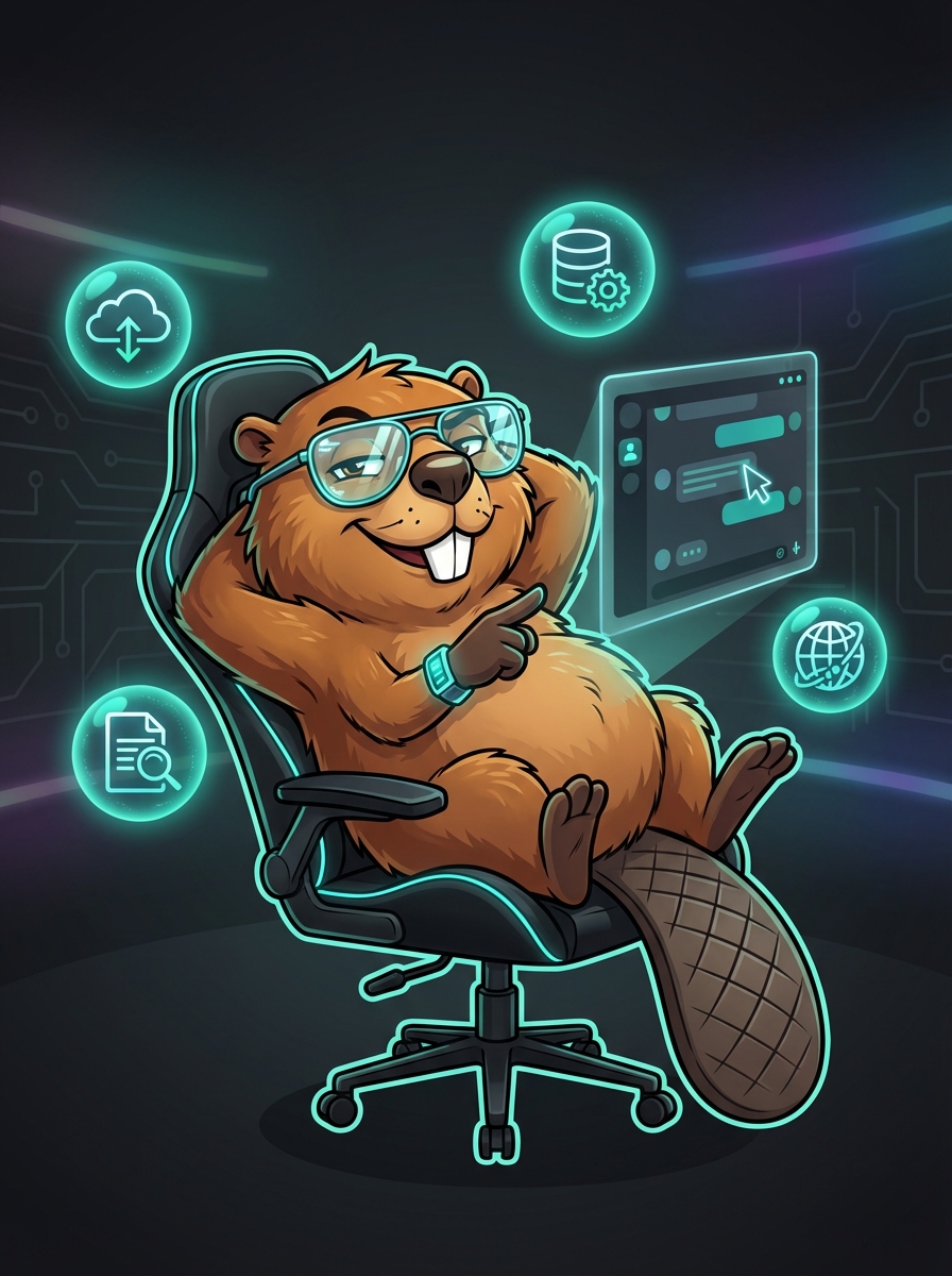 Smug beaver lounging in a gaming chair